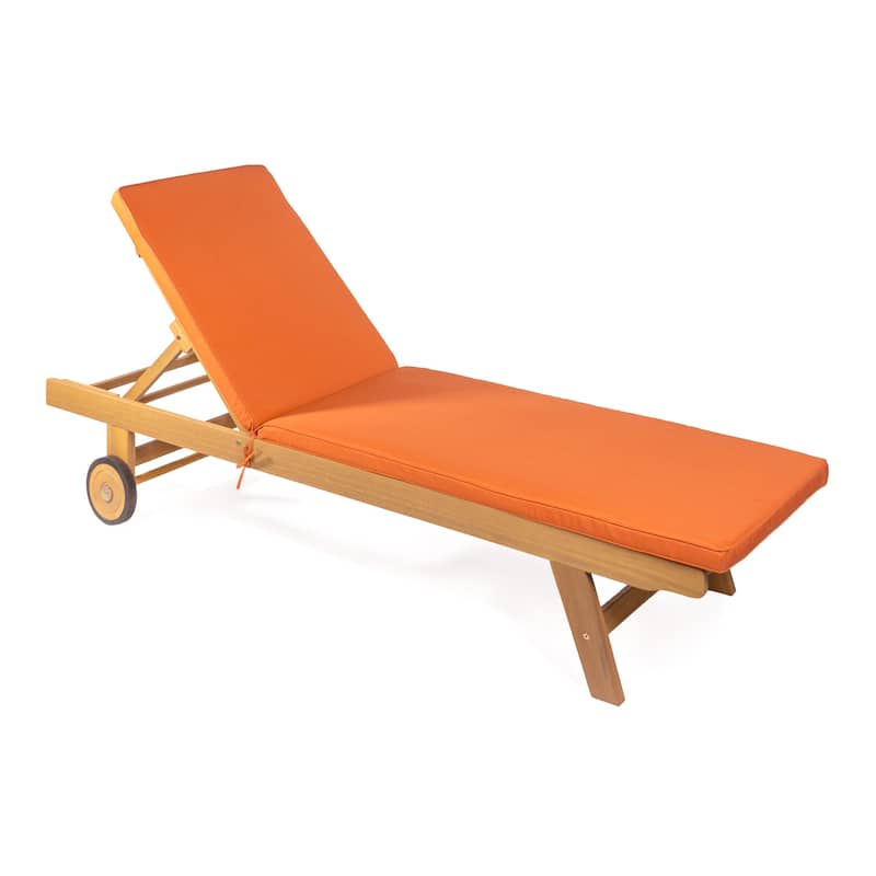 Adjustable Outdoor Chaise Lounge w/ Cushion & Wheels - JONATHAN Y