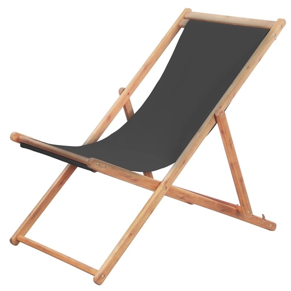 vidaXL Folding Beach Chair Fabric and Wooden Frame Gray