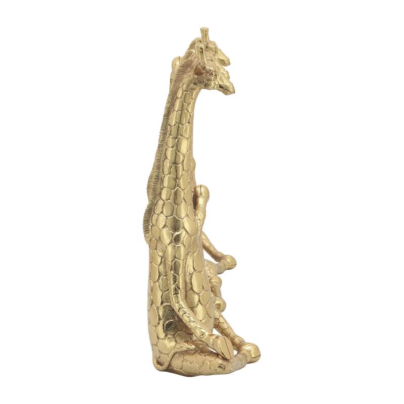 7"Lx4"Wx12"H, Yoga Giraffe Figurines, Set of Three, Made with Polyresin, Gold Finish, Unique and Decorative Figurines