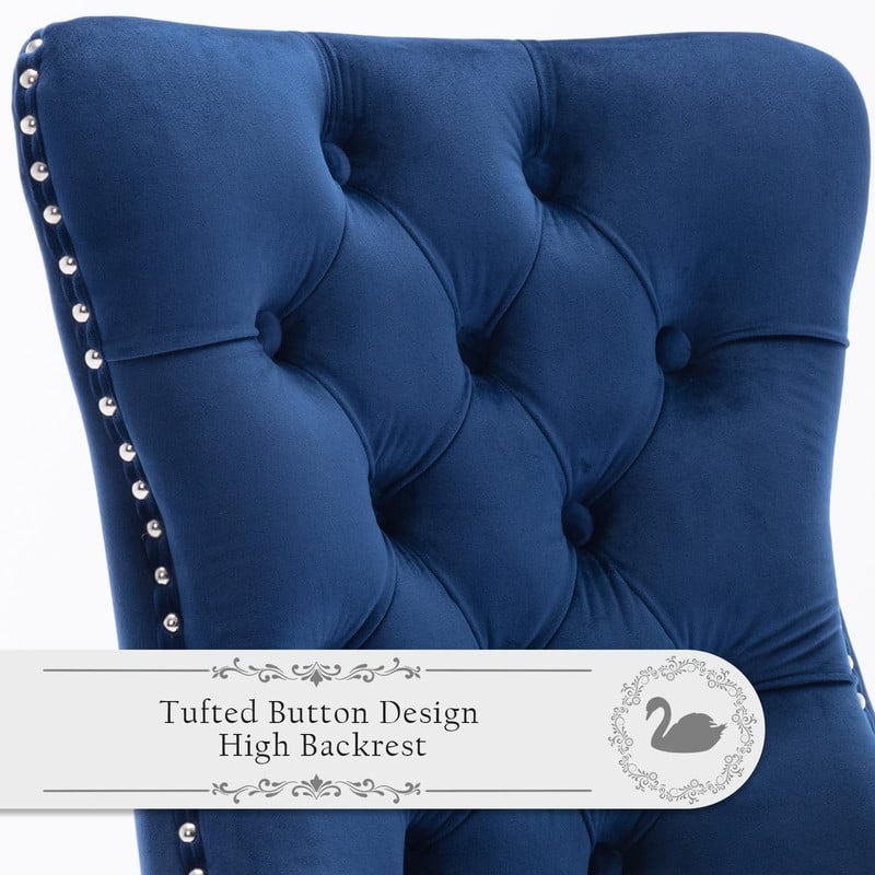 Tufted Naliheads Solid Wood Upholstered Dining Chairs (Set of 8)