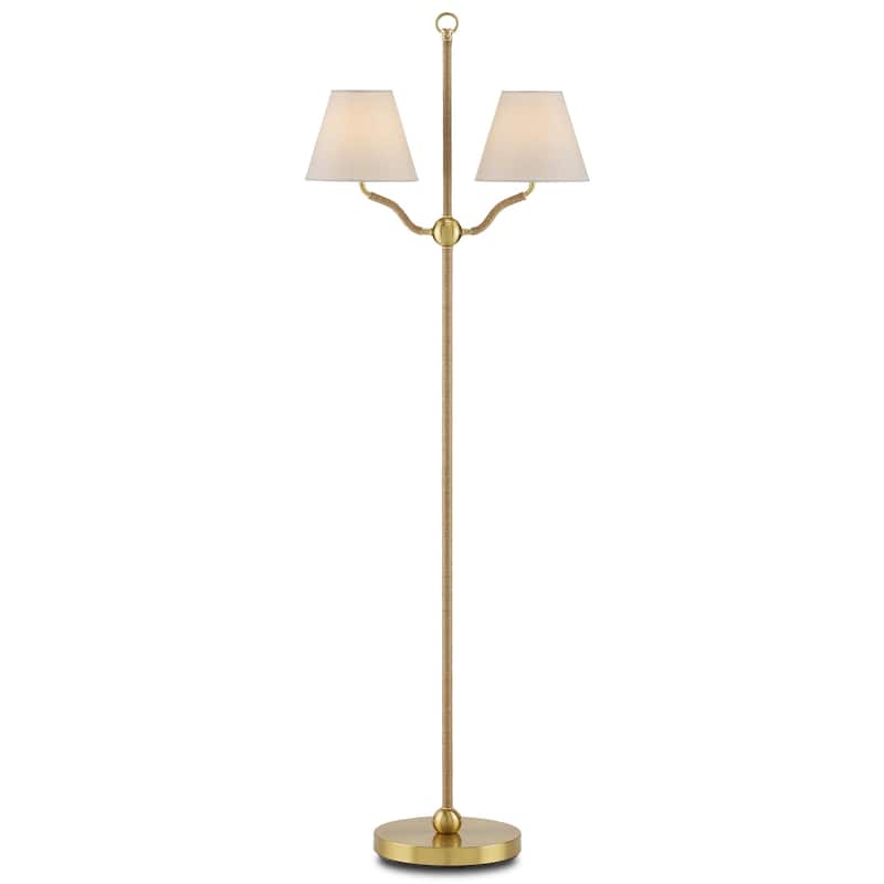 Currey & Company Sirocco Brass Floor Lamp - 56"h x 18.75"w x 10"d - 56"h x 18.75"w x 10"d