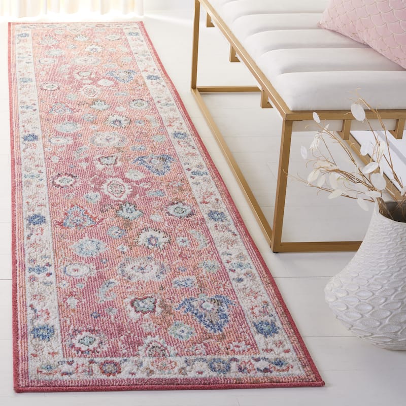 SAFAVIEH Phoenix Cyntha Oriental Distressed Rug - 2'2" x 9' Runner - Red