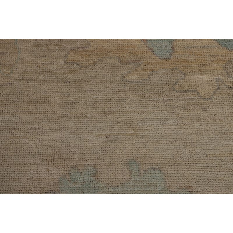 Vegetable Dye Oushak Turkish Area Rug Hand-Knotted Beige Wool Carpet - 9'3"x 12'5"