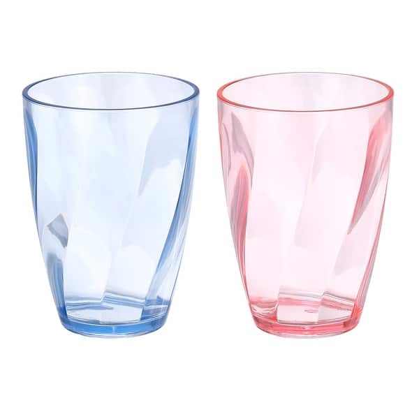 slide 2 of 23, Clear Reusable Drinking Glasses Diagonal Texture Plastic Cup