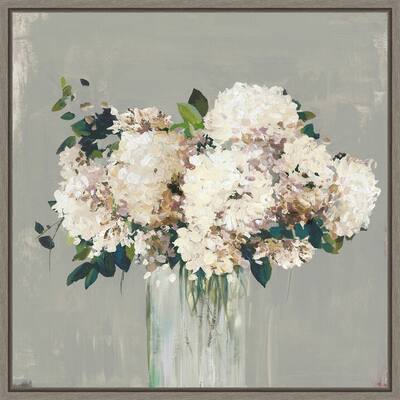 White Hydrangea (Vase) by Allison Pearce Framed Canvas Art