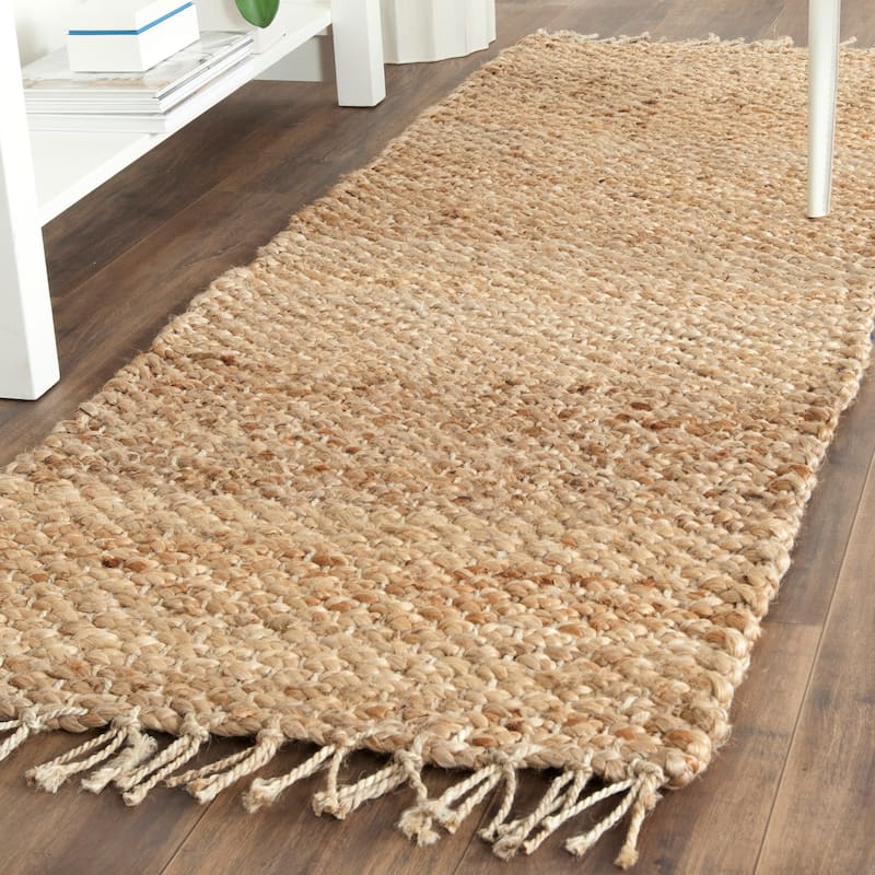 SAFAVIEH Handmade Natural Fiber Montserrat Jute Rug with Fringe - 2'3" x 15' Runner - Natural