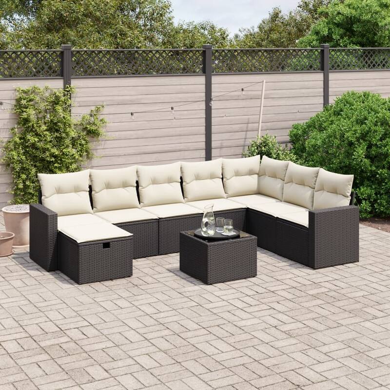vidaXL Garden Sofa Set - Black and cream Large
