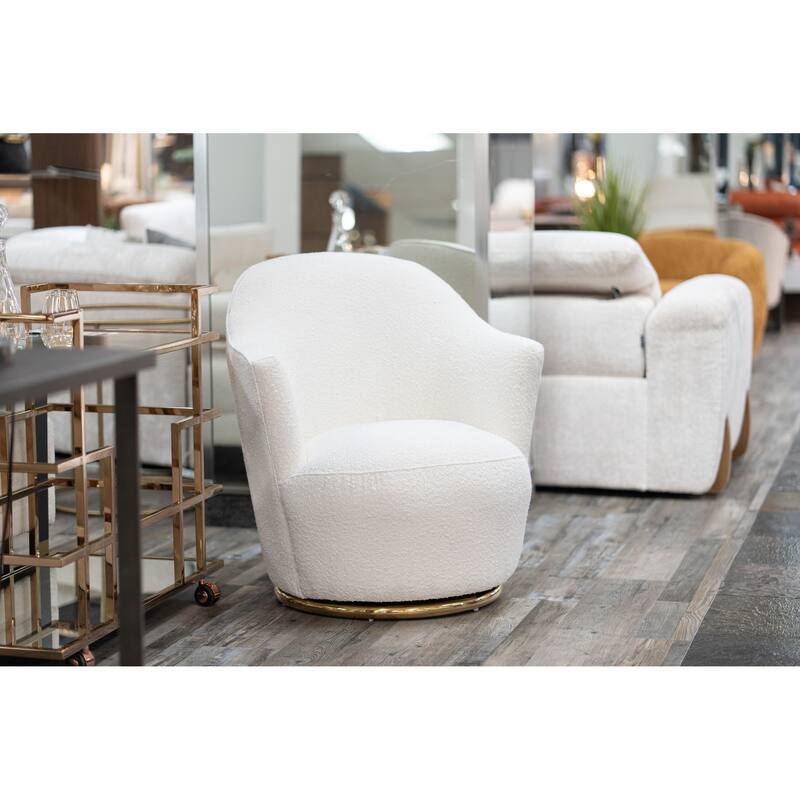 Modrest Vera Modern Sherpa Swivel Accent Chair