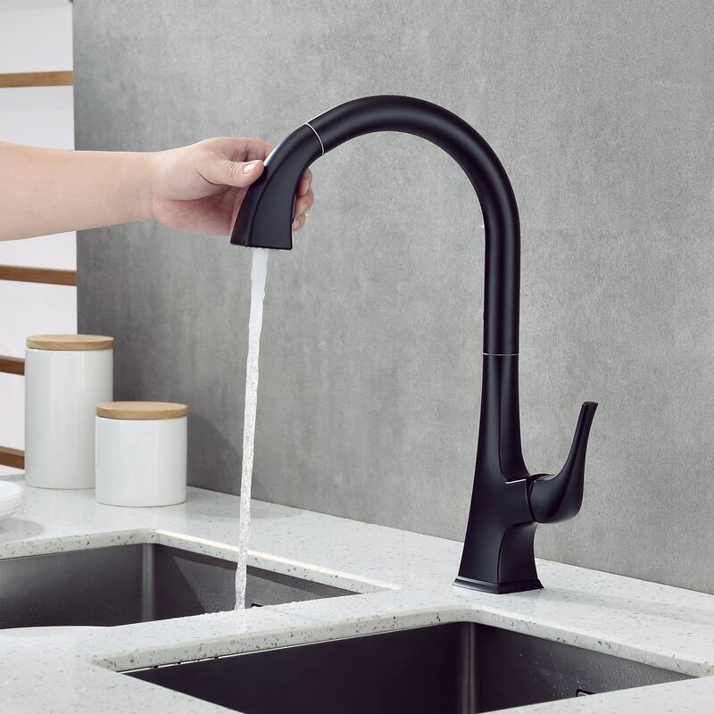 Luxier KTS20 Single Handle Pull Down Sprayer Kitchen Faucet