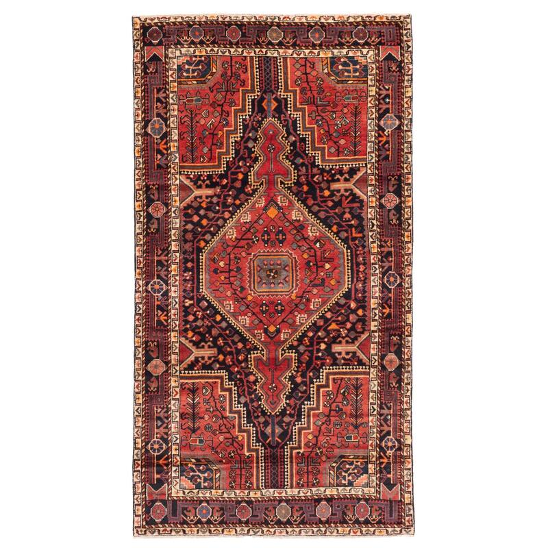 ECARPETGALLERY Hand-knotted Anatolian Vintage Black, Red Wool Rug - 4'7 x 8'7