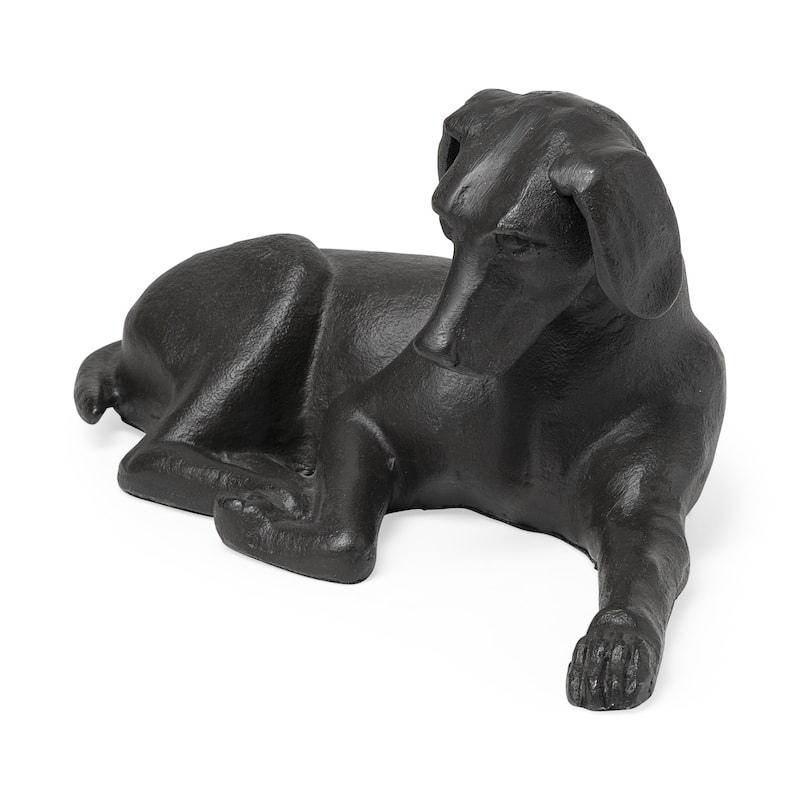 Black Metal Labrador Dog Sculpture - 7"W x 11"D x 5"H - 7"W x 11"D x 5"H - Black