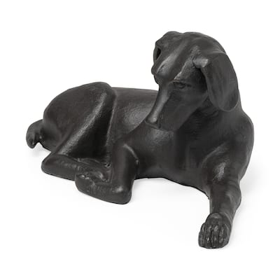 Black Metal Labrador Dog Sculpture - 7"W x 11"D x 5"H