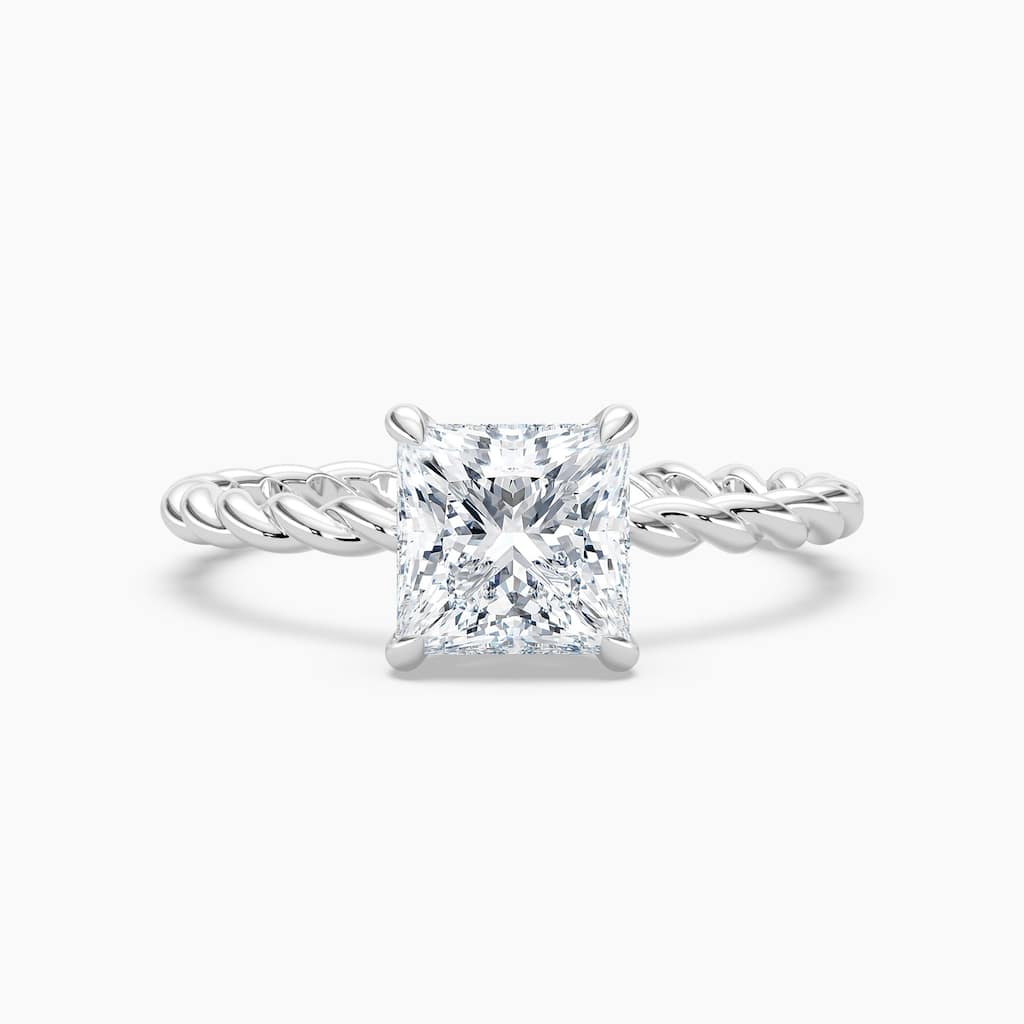 Auriya 14K Gold Lab Grown Diamond Princess Cut Twisted Hidden Halo Engagement Ring 1.04 - 5.04ct. tw. (F-G, VS)