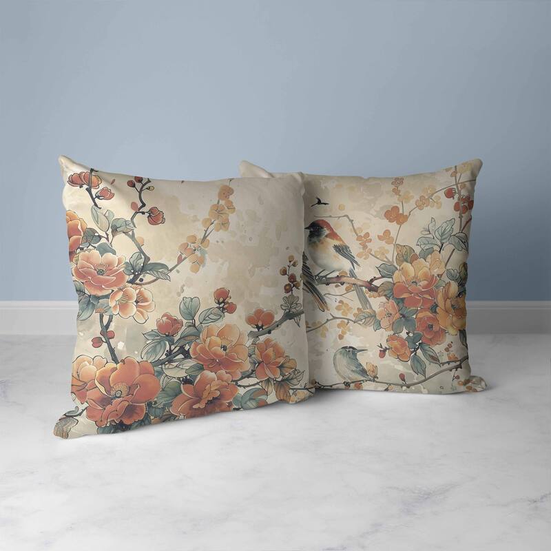 Scarlet Wing Heaven Faux Suede Reversible Throw Pillow Peach and Teal