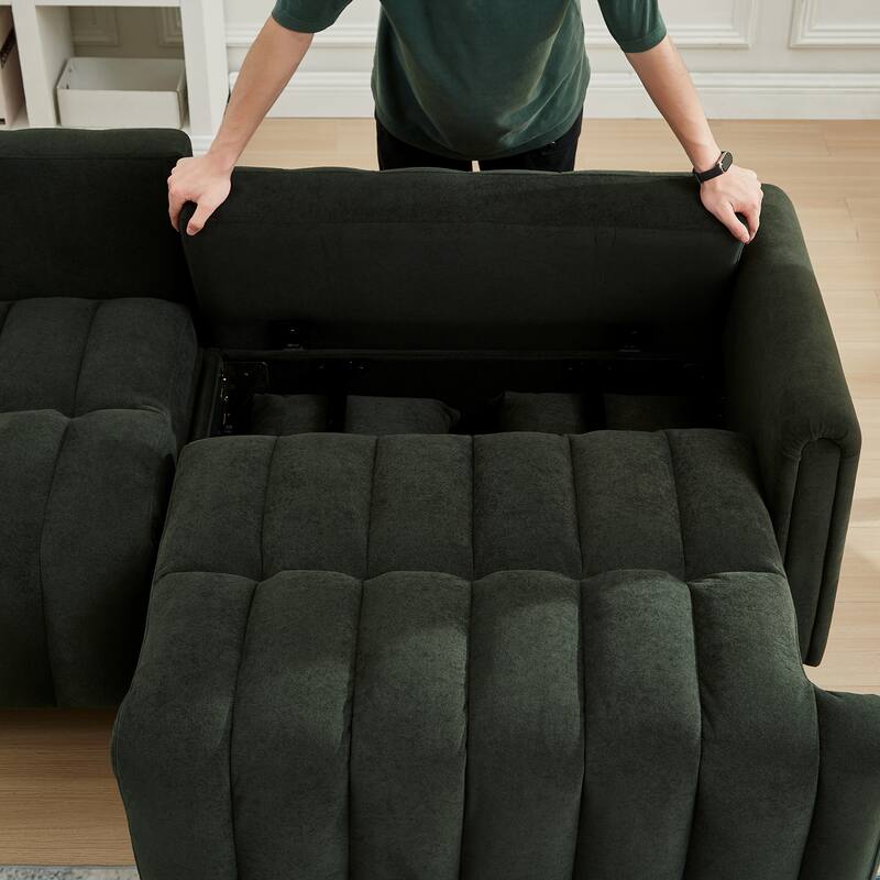 Sofa Bed with 2 Hidden Storage Bags, Multi-Functional Sleeper Sofa Loveseat with Adjustable Backrest