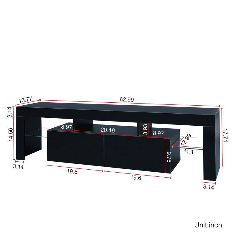 Modern 20 Colors LED TV Stand w/Remote Control Lights,for up to 70" TV