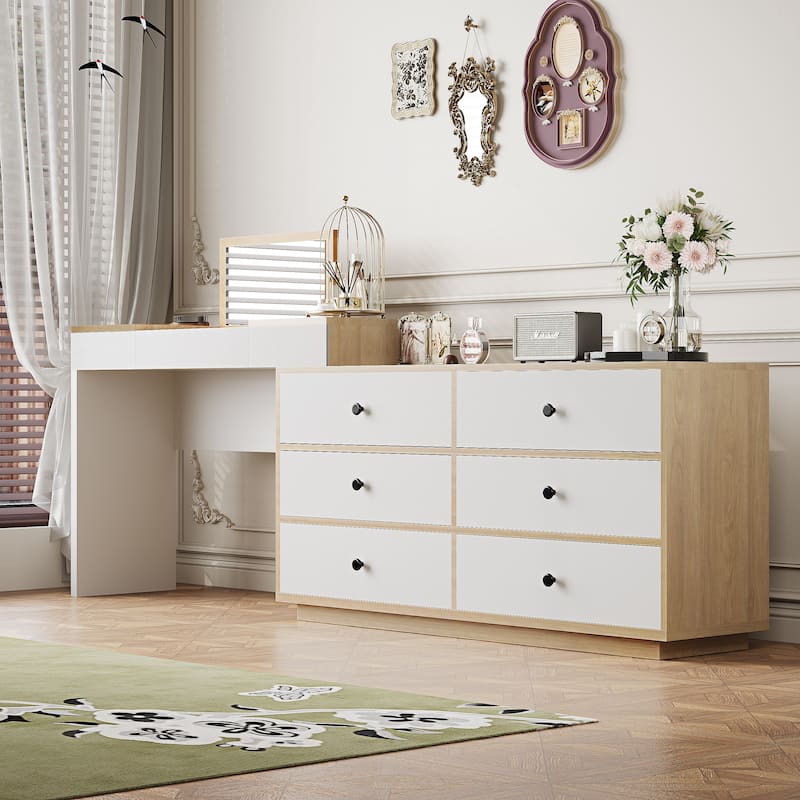 Home Office Storage Expandable Dresser Desk Combo