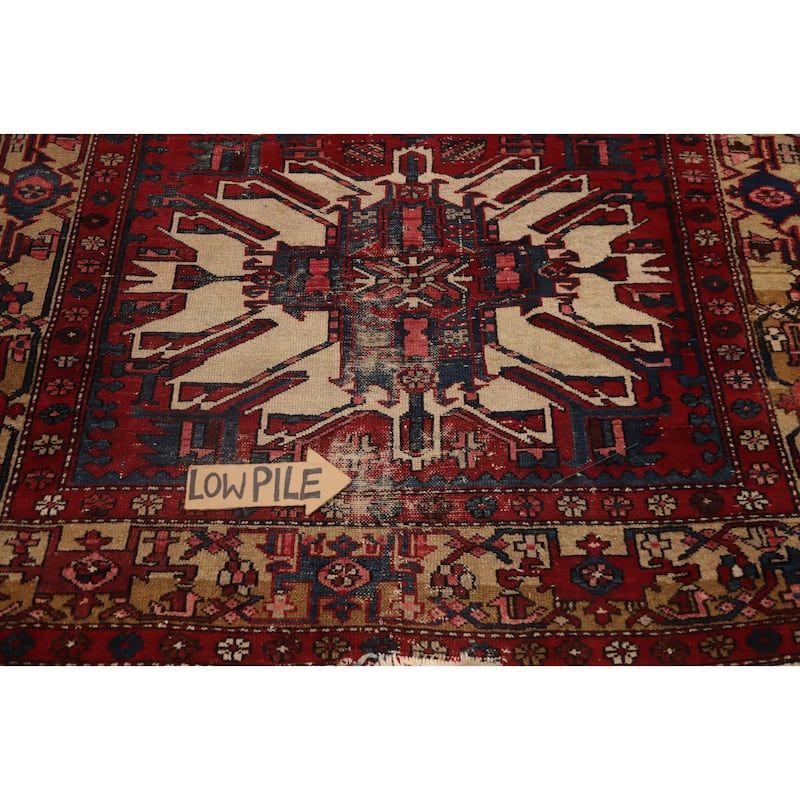 Hand Knotted Oriental 100% Wool Carpet Traditional Tribal Red Gharajeh Area Rug - 13' 8'' X 5' 1''