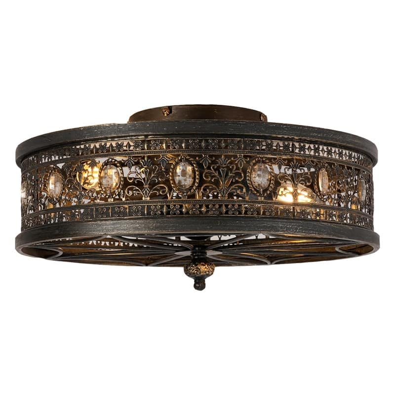 ‎Vintage bulbs light black gold ceiling fan and light metal, Crystal bedroom ceiling light - N/A