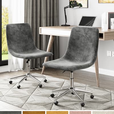 Corvus Ravi 2-Piece Ergonomic Armless Contemporary Fabric Adjustable Home Office Chair