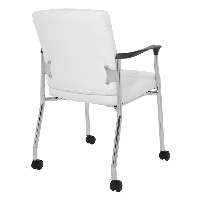 Guest Chair in Faux Leather with Carpet Casters