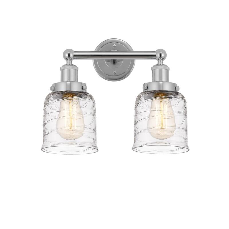 Innovations Lighting 616-2W-10-16 Bell Vanity Bell 2 Light 16" Wide - Polished Chrome / Clear Deco Swirl