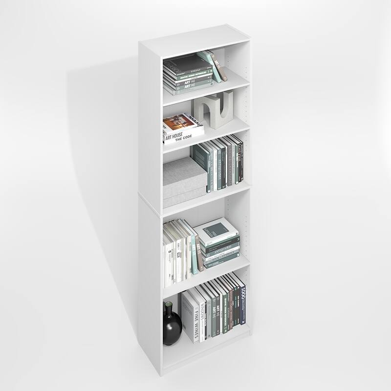 Furinno JAYA Simply Home Adjustable Shelf Bookcase, 5-Tier, Darkwood