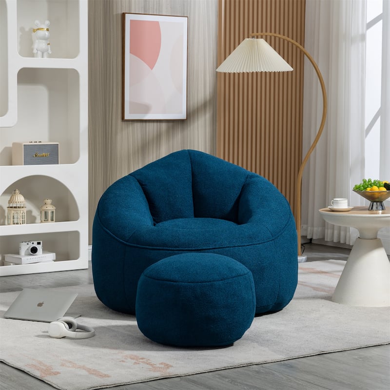 High Pressure Foam Bean Bag Sofa Chair With Ottoman