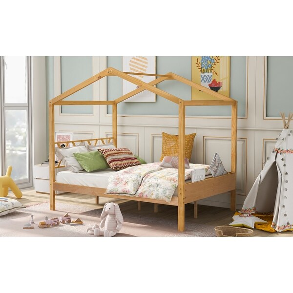 Full Size Wood House Bed with Storage Space - Bed Bath & Beyond