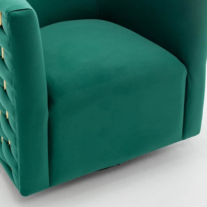 Modern Glam Velvet Upholstered 360 Degree Swivel Barrel Chair