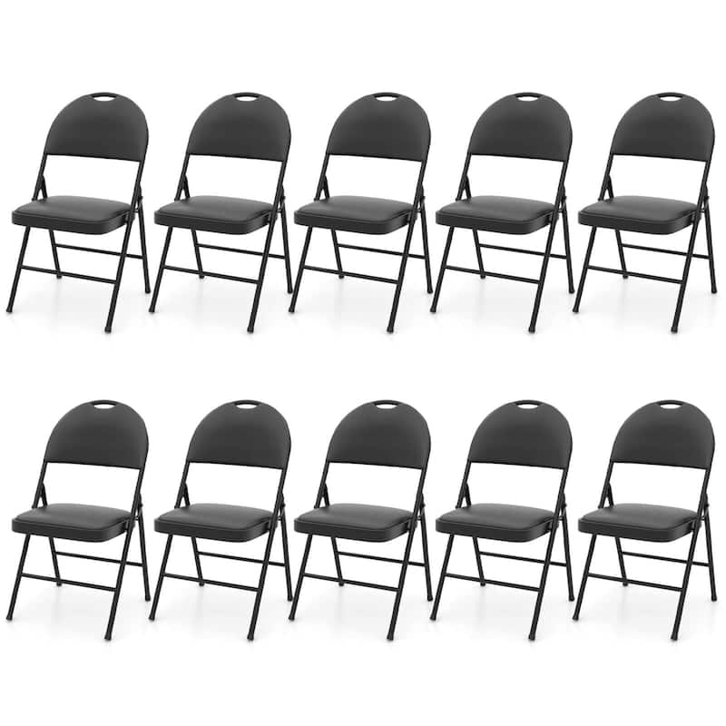 Costway 2/4/8/10/12 PCS Folding Padded Party Chairs with Metal Frame - 10 PCS - Set of 10