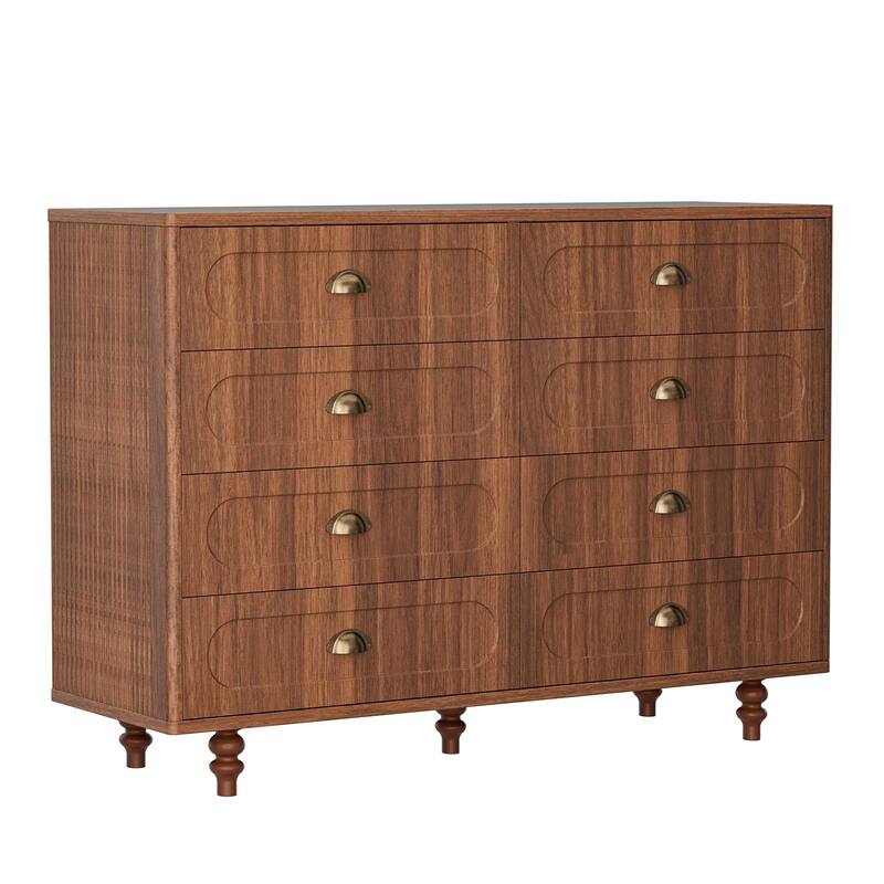Gymojoy Fluted Dresser for Bedroom, Mid Century Modern Drawer Wood Chest Organizer, Small Storage Dresser for Living Room