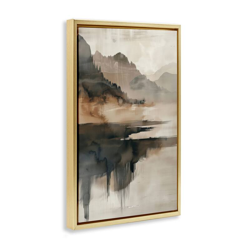 Stupell Layered Opaque Mountain Reflection Framed Floater Canvas Wall Art Design By LSR Creative Studio