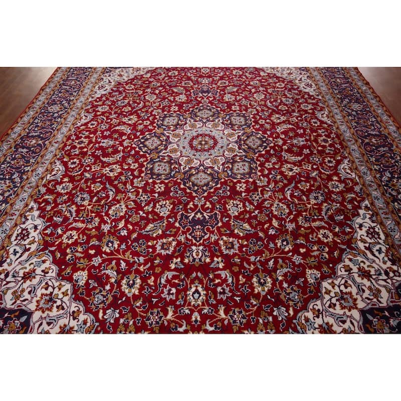 Traditional Red Kashan Turkish Rug Living Room Machine Made Carpet - 9'7" x 12'10"