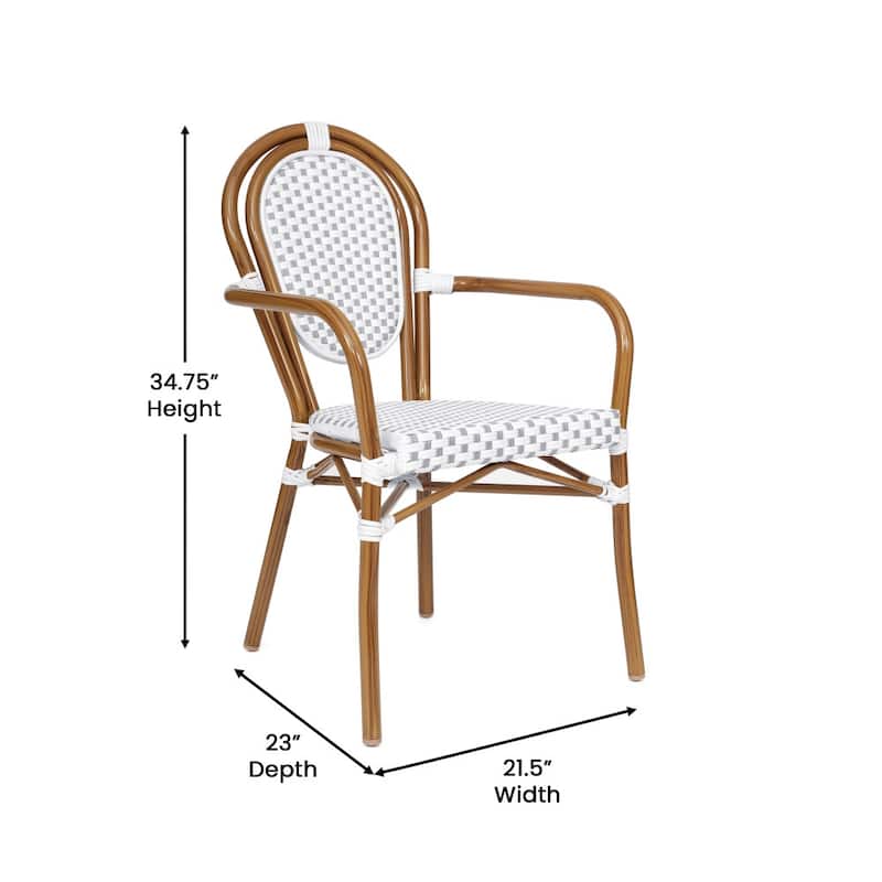 4 Pack All-Weather Commercial Paris Chairs with Arms and metal Frames