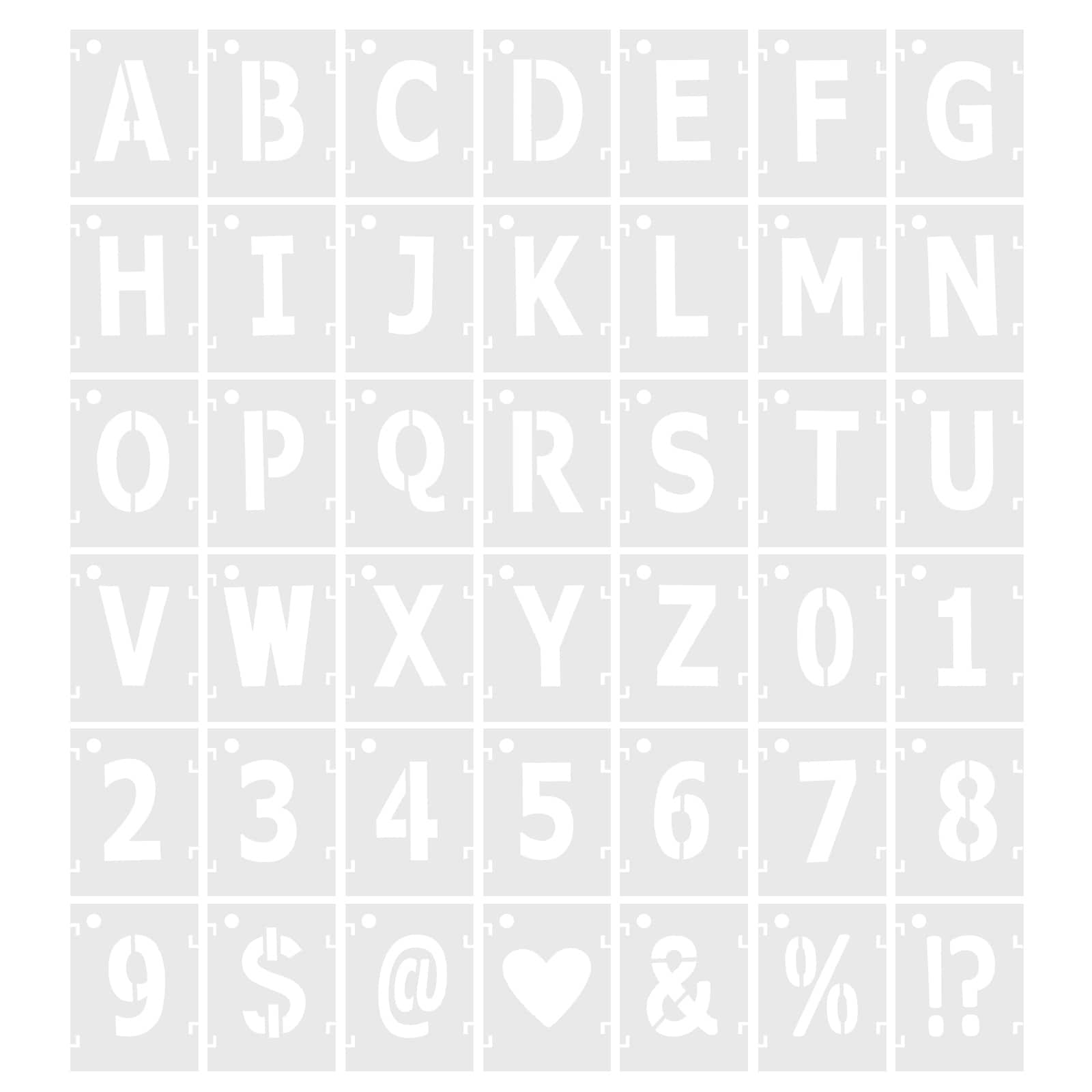 Alphabet and Number Stencil Set - Letters A-Z, Digits 0-9