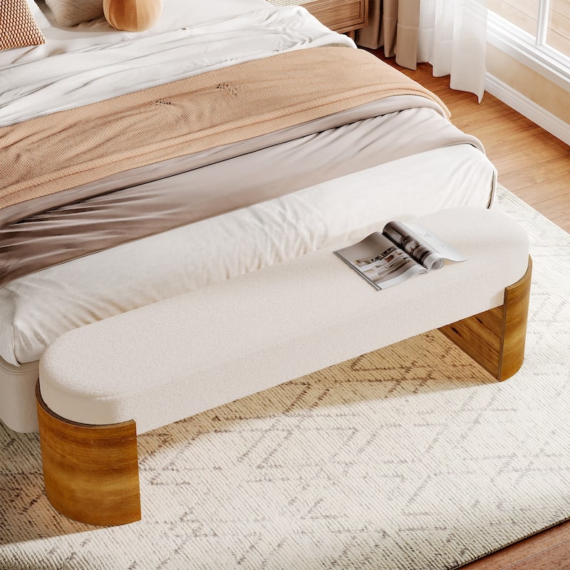 59" Modern Entryway Bench with High-Density Foam Seat