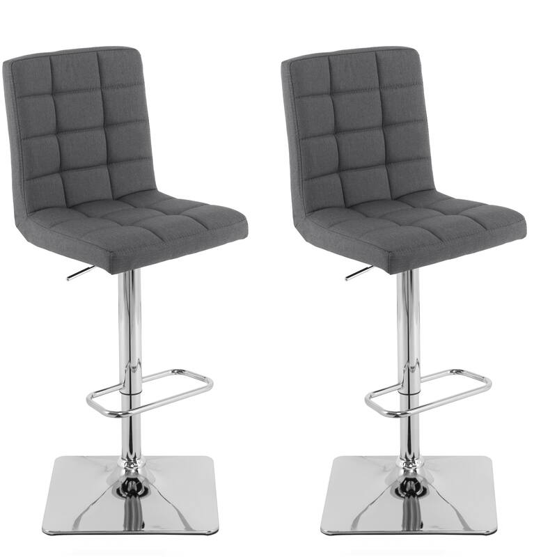 Set of 2 Gas Lift Upholstered Adjustable Barstool