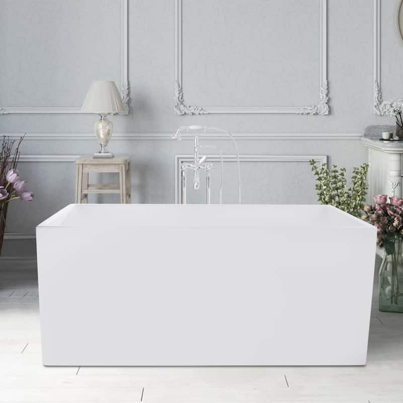 Vanity Art 47" x 29" White Acrylic Flatbottom Freestanding Bathtub