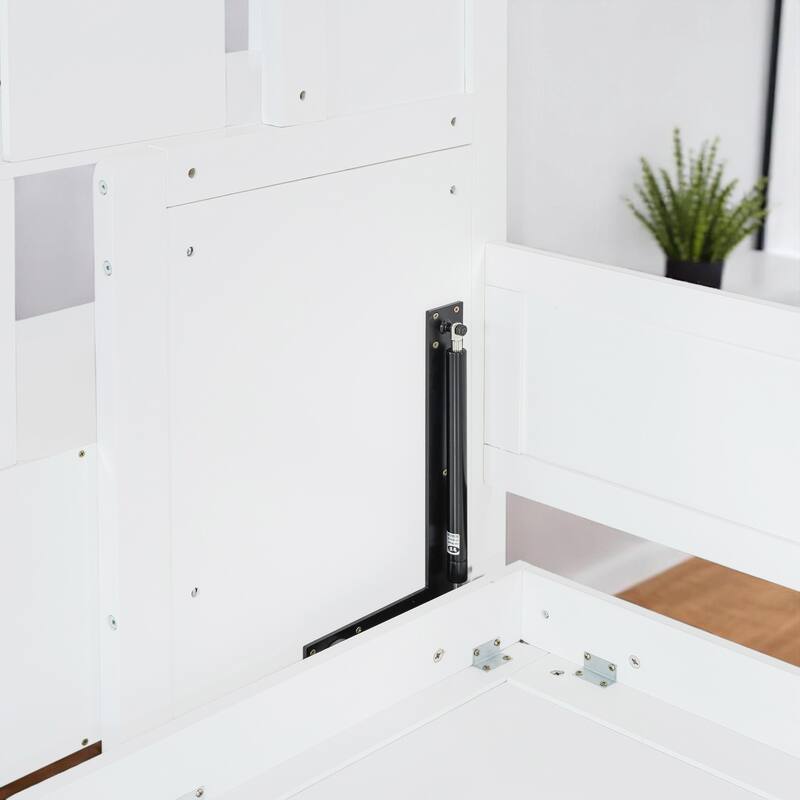 Full Size Wall Murphy Bed with Loft & Bunk Conversion, Hydraulic Lift, Hidden Desk, and Storage Steps