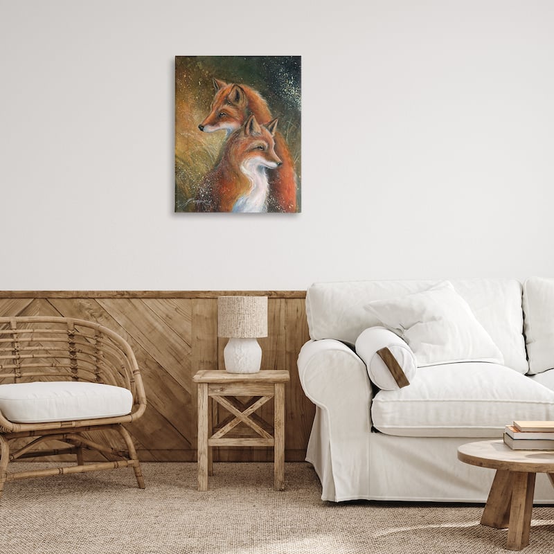 Stupell Fox Pair Portrait Canvas Wall Art Design By Jody Bergsma