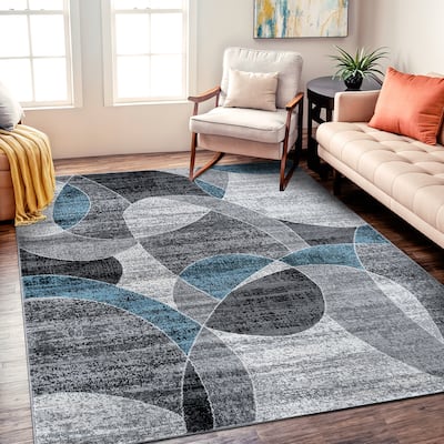 Contemporary Distressed Circle Area Rug