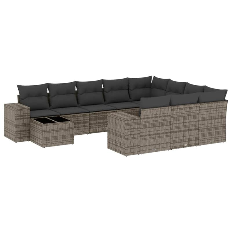 vidaXL Patio Sofa Set with Cushions Outdoor Furniture 11 Piece Poly Rattan