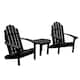 2 Classic Westport Adirondack Chairs and Side Table - Black
