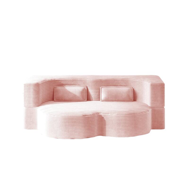 Convertible Floor Sofa with Corduroy Fabric, Twin Mattress & No Assembly