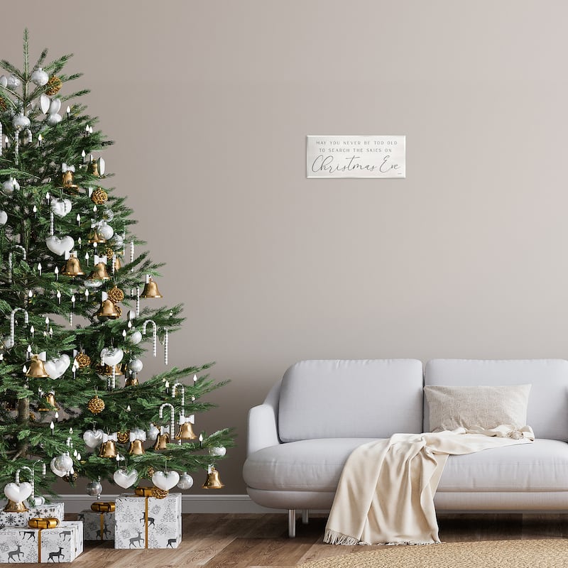 Stupell Inspiring Christmas Eve Typography Sentiment Script Wood Wall Art - Grey