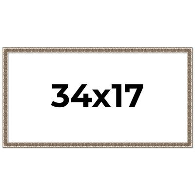 34x17 Frame Silver Versailles Ornate Solid Wood Picture Frame | 1 Inch