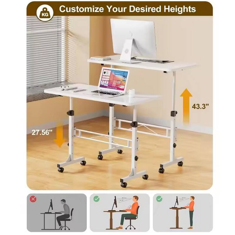 Small Mobile Standing Desk Adjustable Height Mobile Stand Up Desk