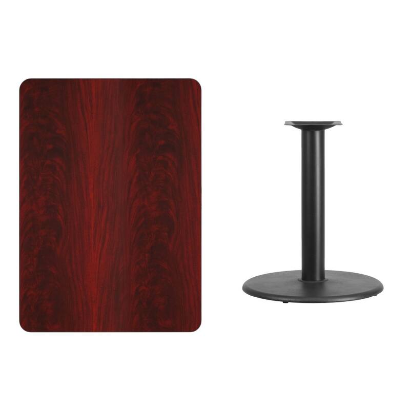 30'' x 42'' Rectangular Laminate Table Top with 24'' Round Table Height Base - 30"W x 42"D x 31.125"H - 30"W x 42"D x 31.125"H
