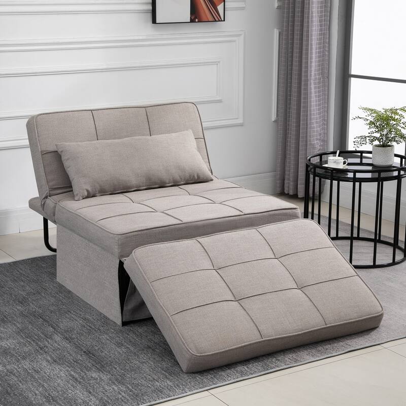 HOMCOM 4-in-1 Table/Sofa/Chair/Bed with 5-Level Adjustable Backrest, Footstool for Living Room or Bedroom